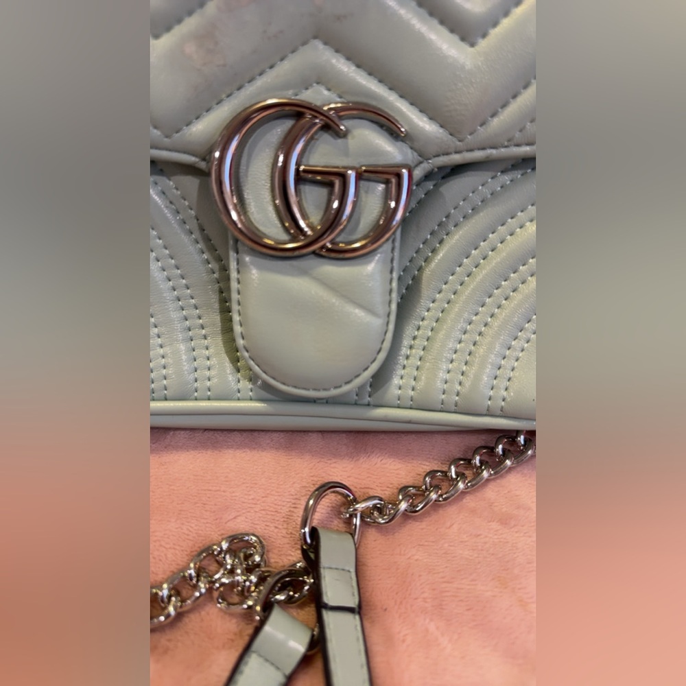 GUCCI pre-loved GG Marmont Matelasse medium purse mint green - Picture 3 of 7
